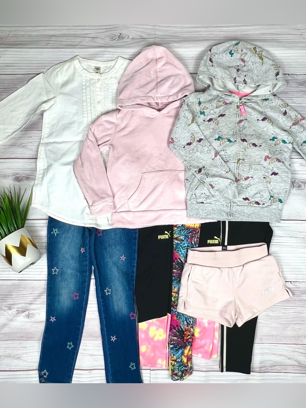 Girls Fall Winter Clothes Lot 9pc OshKosh Puma Cat Jack Size 5/6 6X